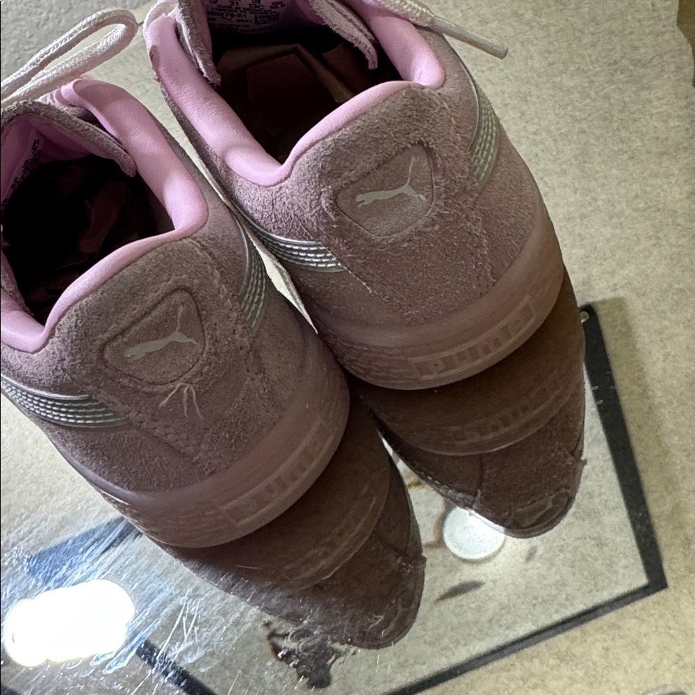 Pink  lol  Suede Sneakers with White Laces - Picture 4 of 7